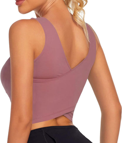 Supportive Workout Crop Tops for Women - Athletic Tank with Built-in Bra