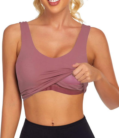 Supportive Workout Crop Tops for Women - Athletic Tank with Built-in Bra