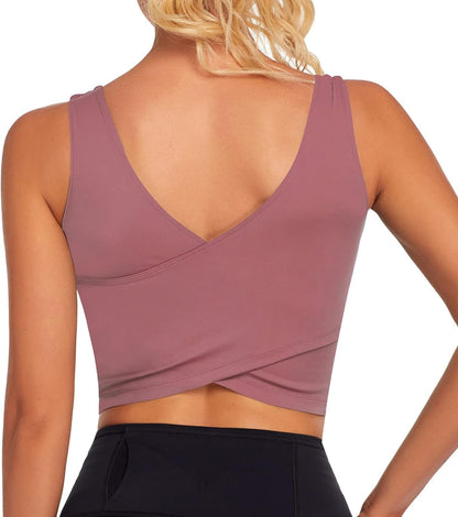 Supportive Workout Crop Tops for Women - Athletic Tank with Built-in Bra